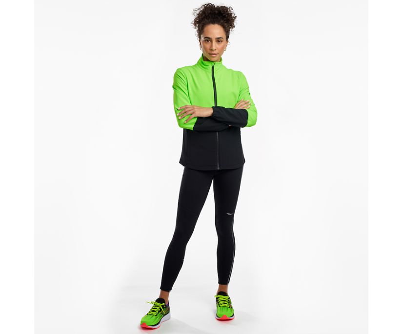 Women's Saucony Bluster Jackets Green / Black | Singapore 268ILHS